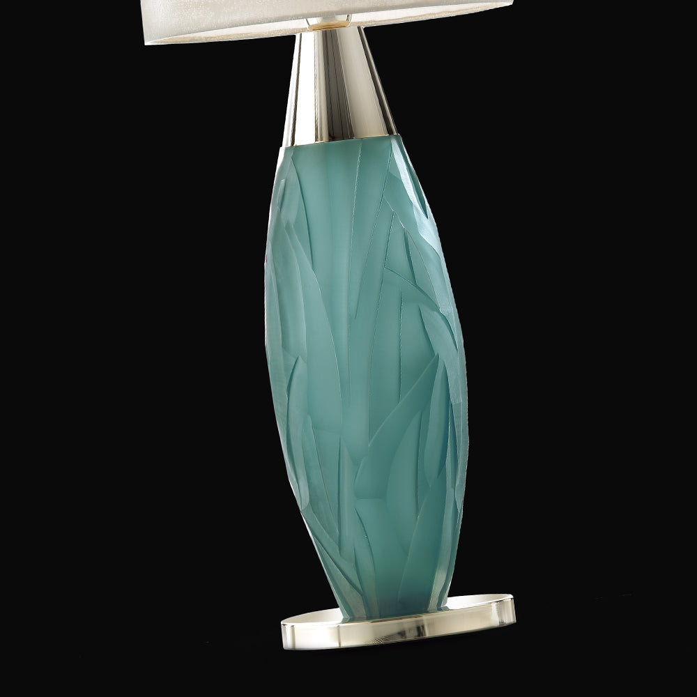 Contemporary Turquoise Italian Crystal Table Light, Bedside Table Lamp, detail 3