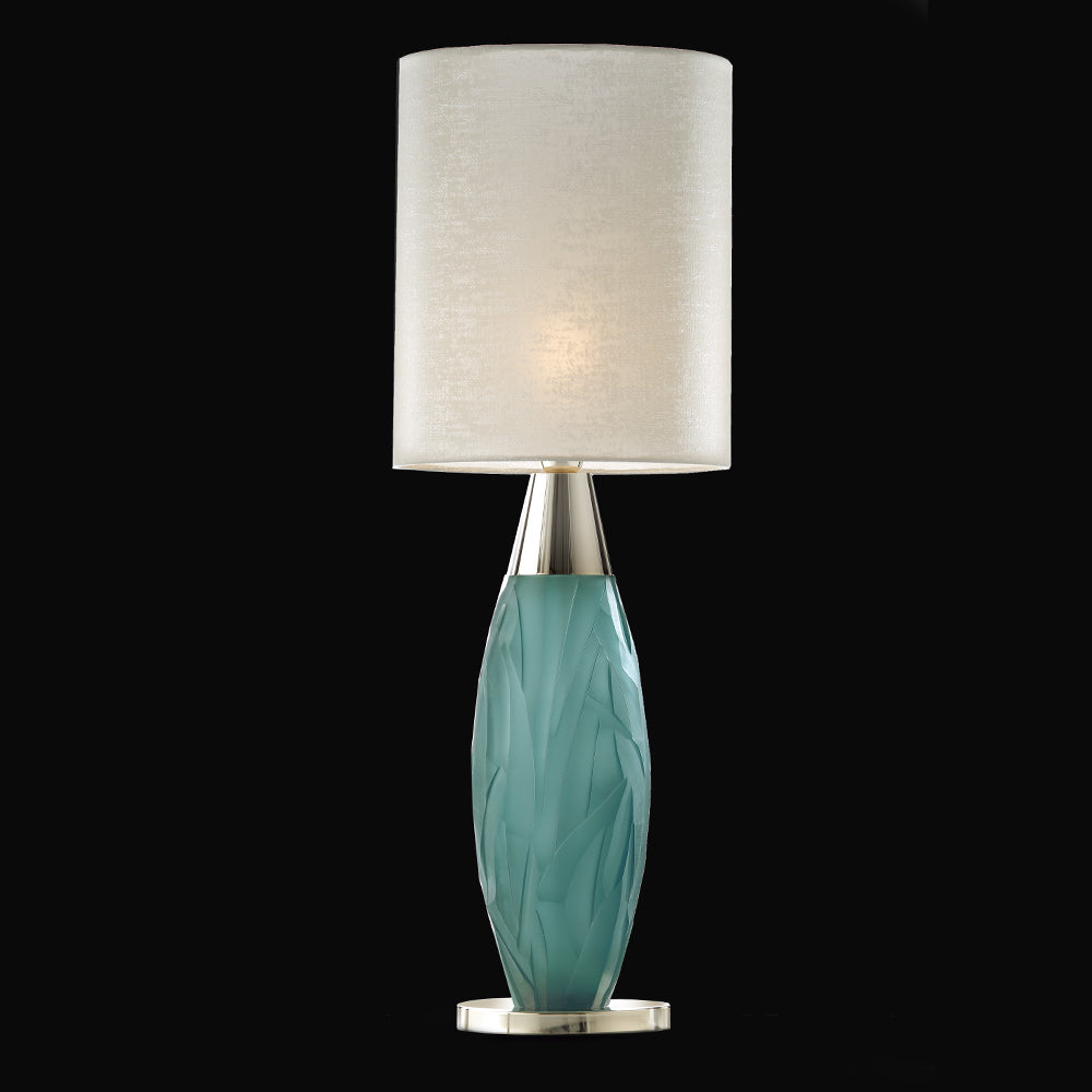 Contemporary Turquoise Italian Crystal Table Light, Bedside Table Lamp, Height 85 cm
