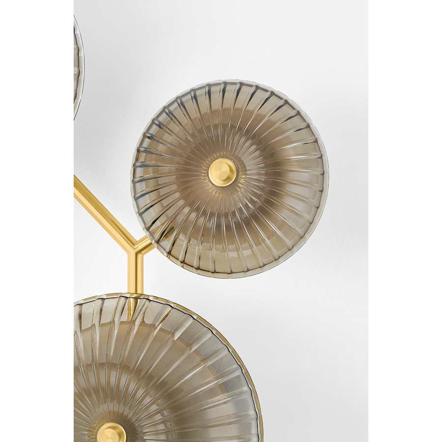 Corbett Lighting Birmingham 40" Tall LED Wall Light with Piastra Glass Shades, Bedroom Wall Sconce, detail 5
