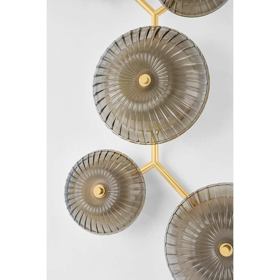 Corbett Lighting Birmingham 40" Tall LED Wall Light with Piastra Glass Shades, Bedroom Wall Sconce, detail 10