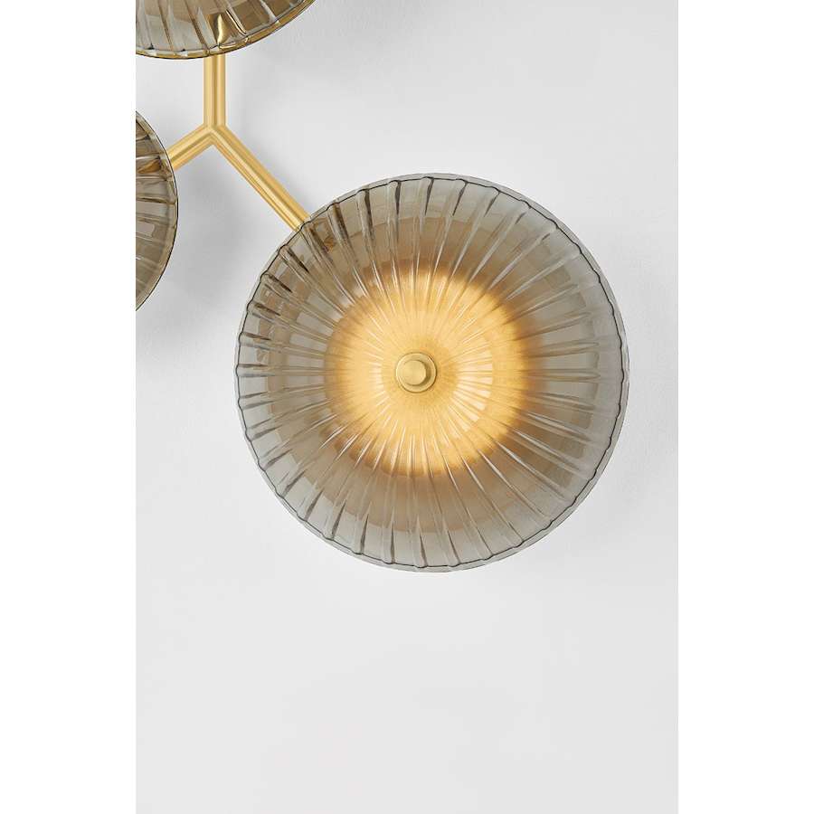 Corbett Lighting Birmingham 40" Tall LED Wall Light with Piastra Glass Shades, Bedroom Wall Sconce, detail 4