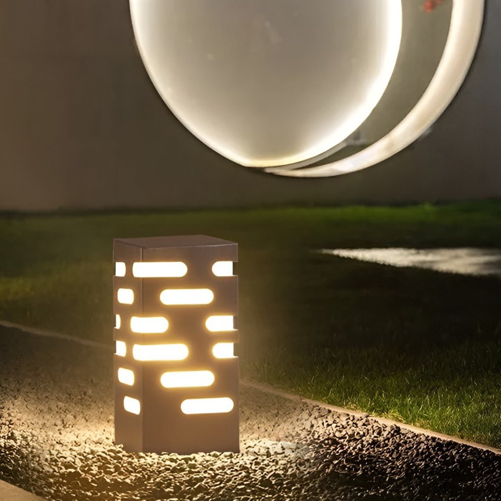 Contemporary Exterior Post Lights Decorative Pillar and Pole Lamps for Gardens and Pathways, Outdoor Wall Light, Stainless Steel, 12"
