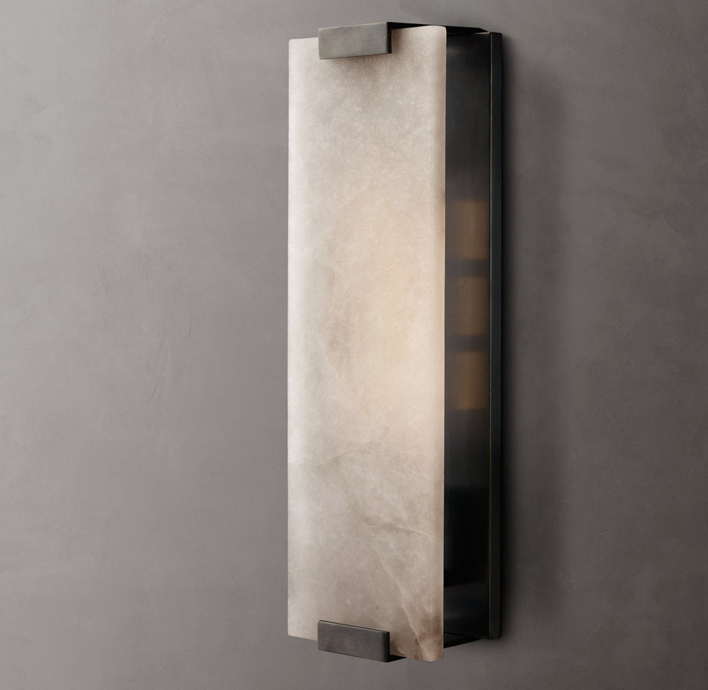 Hand-Carved Alabaster Grand Wall Light, Bathroom Wall Sconce, detail 3