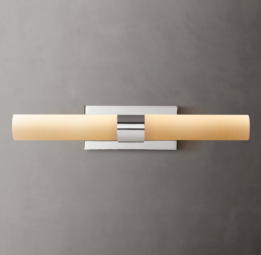 Ravelle Milk Glass Linear Wall Light, Bathroom Wall Sconce, detail 17
