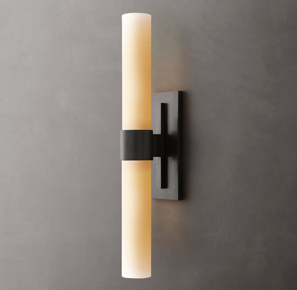 Ravelle Milk Glass Linear Wall Light, Bathroom Wall Sconce, detail 10