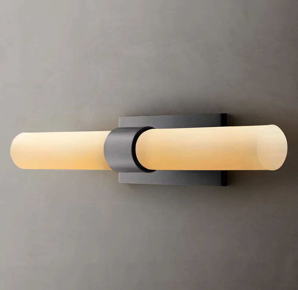 Ravelle Milk Glass Linear Wall Light, Bathroom Wall Sconce, detail 12