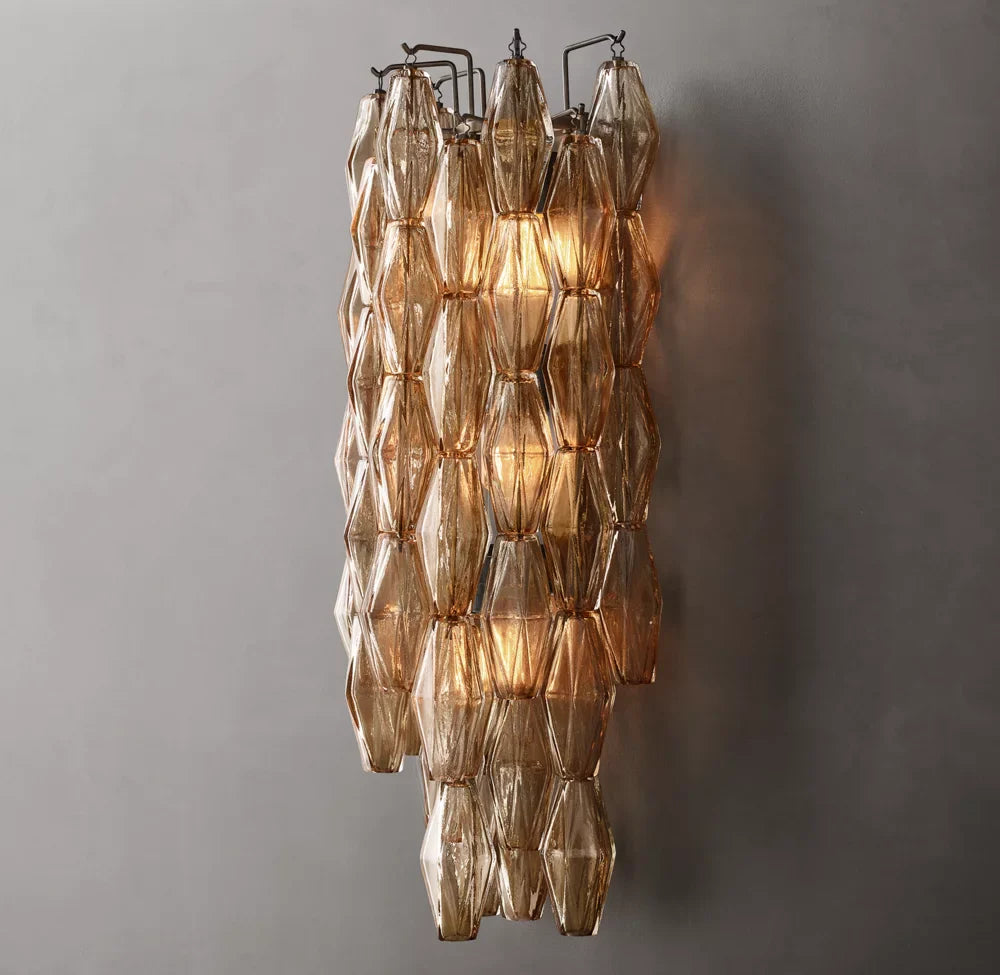 Chiara Smoke Glass Grand Wall Light, Bedroom Wall Sconce, detail 2