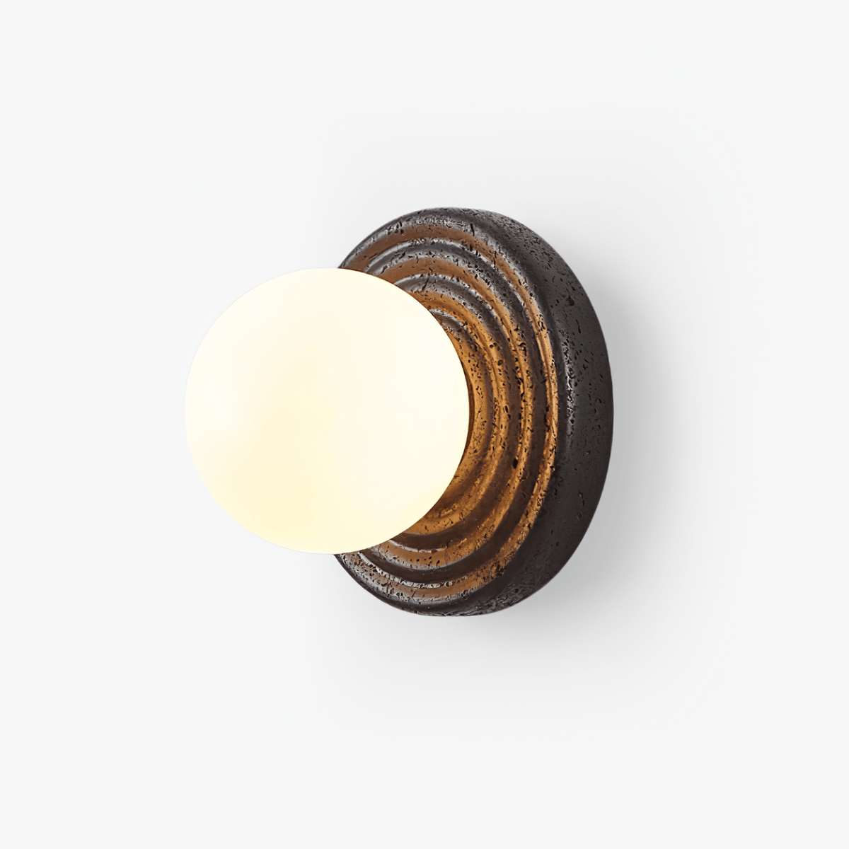 Lunara Travertine Wall Light, Hardwired Wall Sconce, Metal, Dia 18cm x H 16.5cm