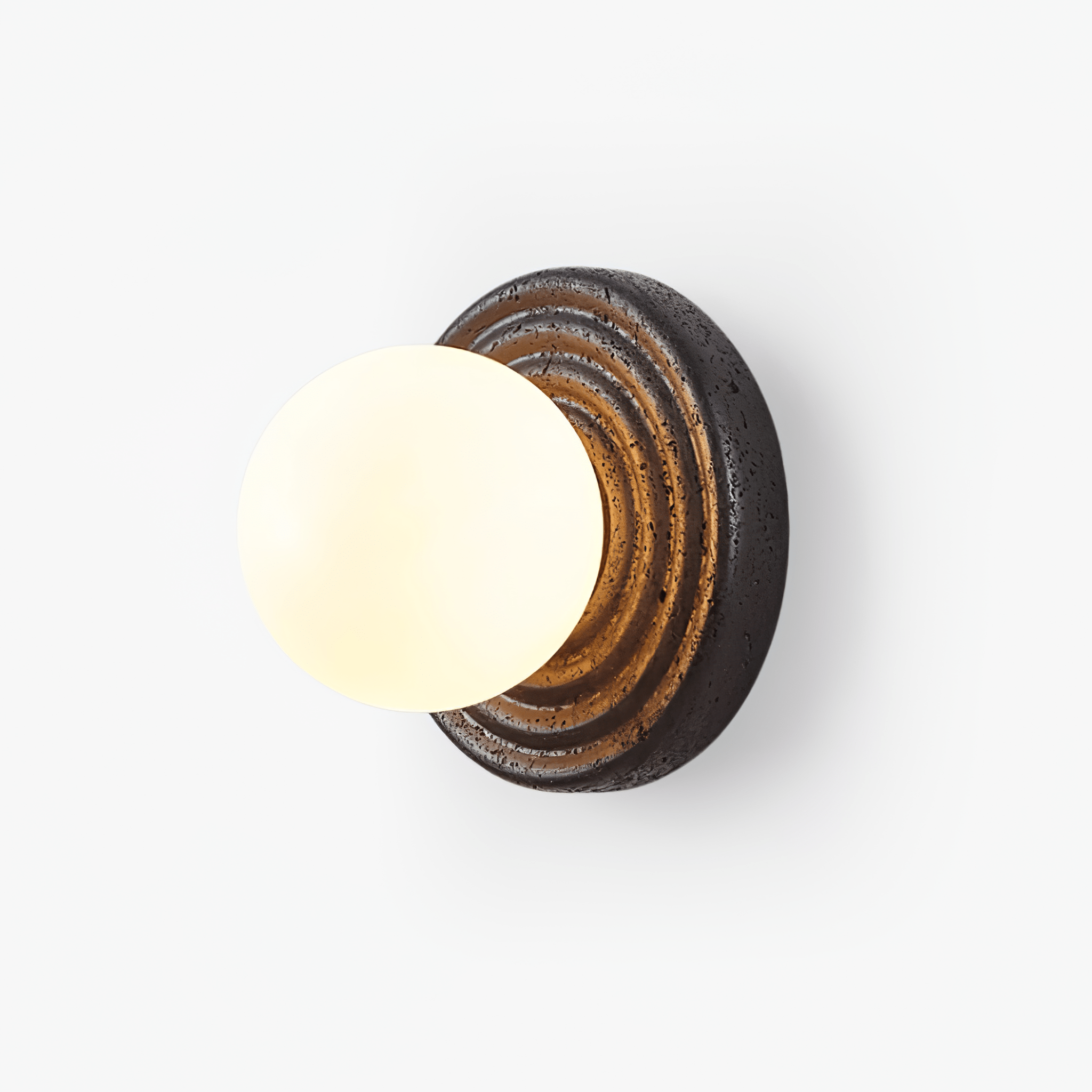 Lunara Travertine Wall Light, Hardwired Wall Sconce, Metal, Dia 18cm x H 16.5cm