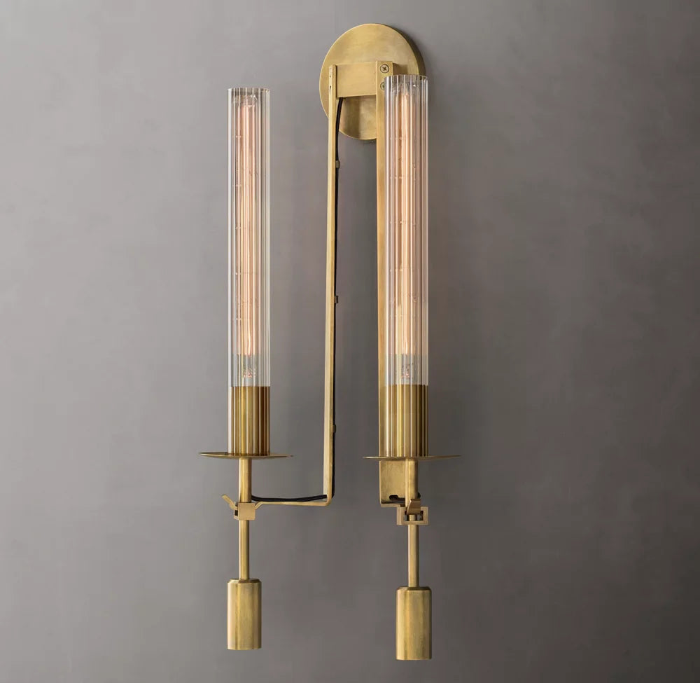 Fontanelle Double Wall Light, Bathroom Wall Sconce, 9"W x 6"D x 23"H