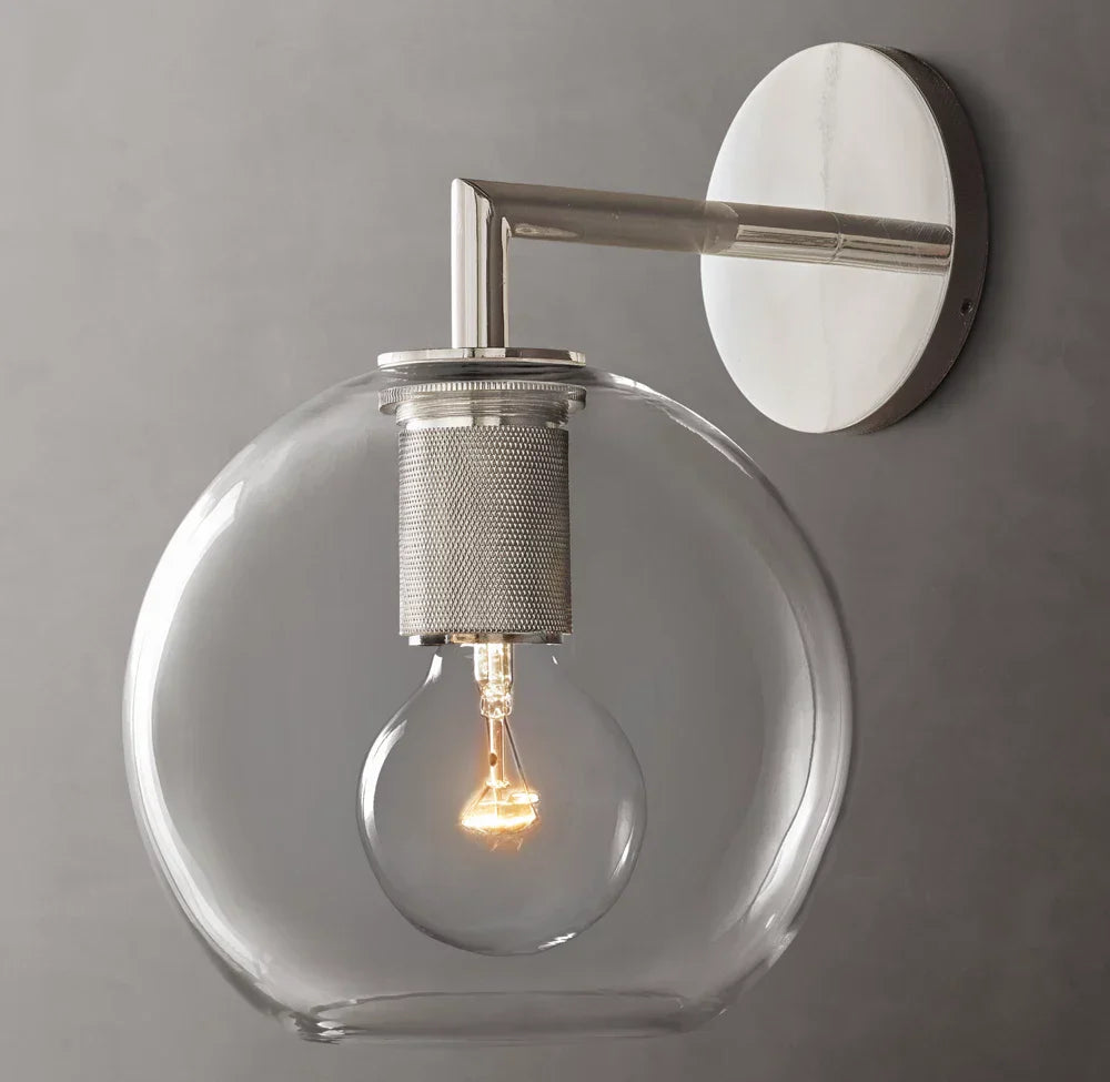 Utilitaire Globe Shade Wall Light, Bathroom Wall Sconce, detail 2