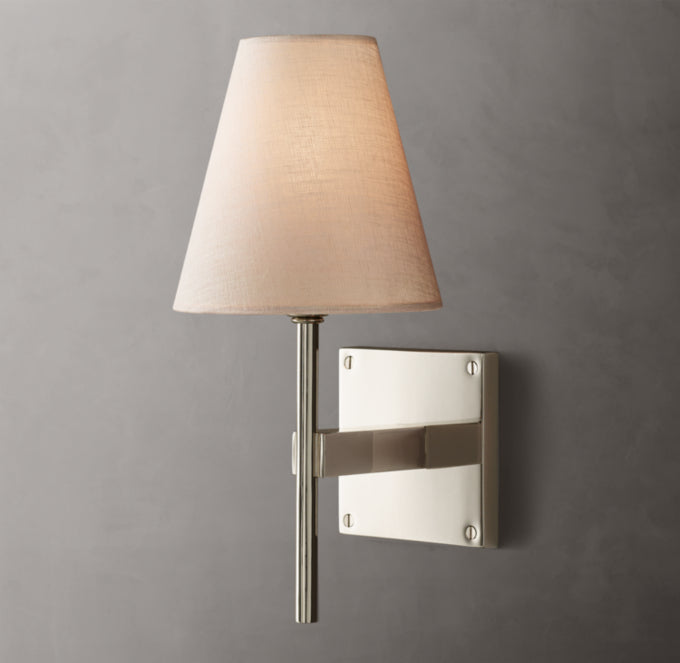 Fulham Linen Shade Wall Light, Bathroom Wall Sconce, detail 14