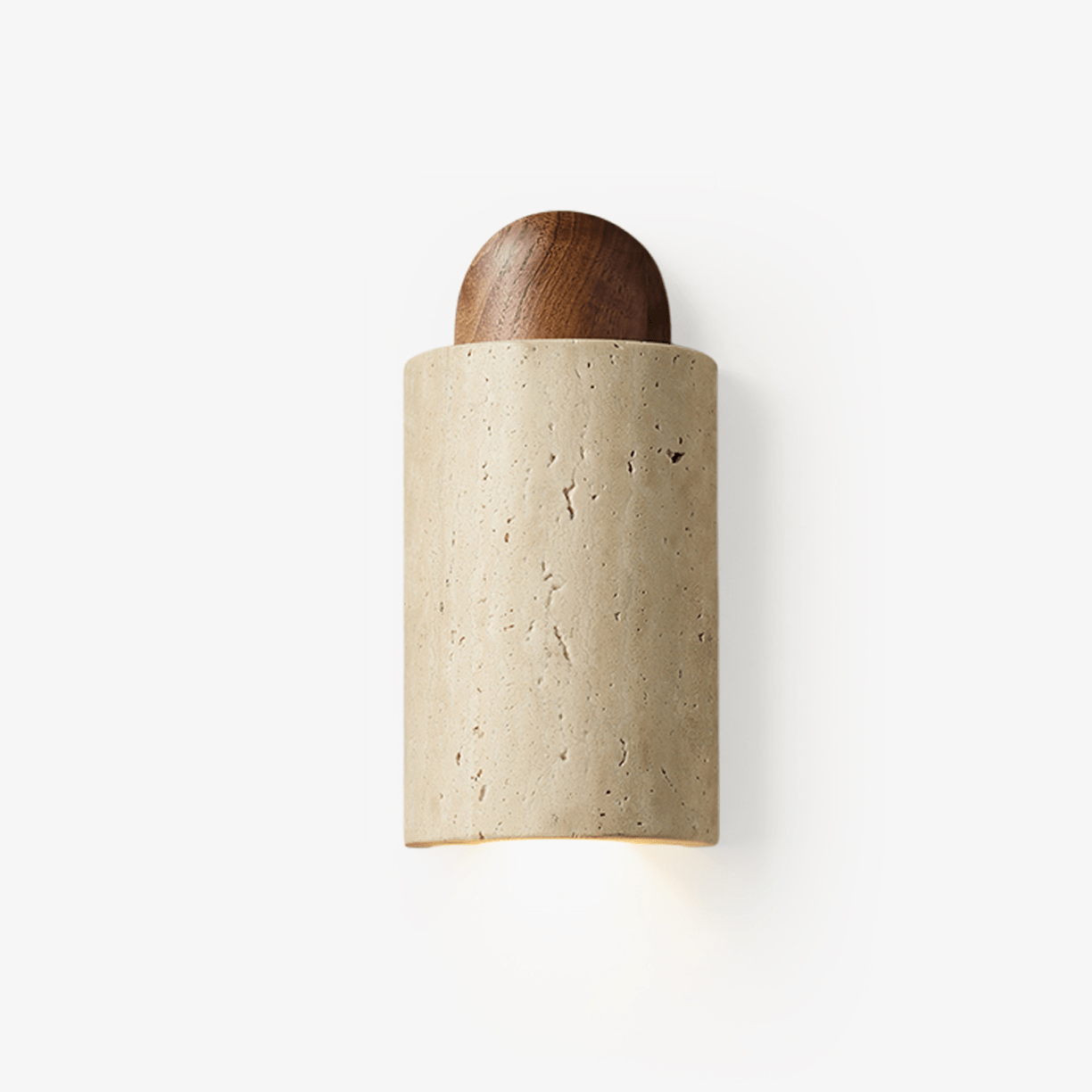 Travertine Cylinder Cap Wall Light - Wall Lamp, Hardwired Wall Sconce, Metal, Dia 10cm x H 20cm