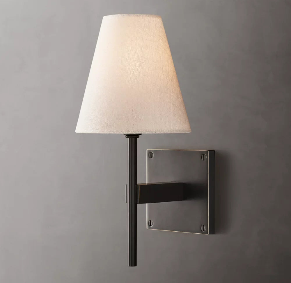 Fulham Linen Shade Wall Light, Bathroom Wall Sconce, detail 3
