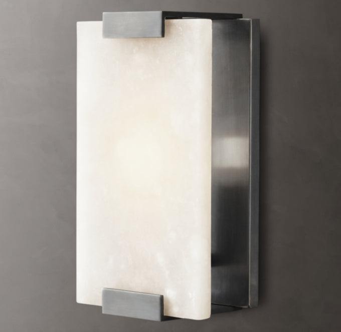 Hand-Carved Alabaster Wall Light, Bathroom Wall Sconce, detail 19