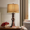 Stripe Drum Shade Antique Rustic Style Tower Table Light, Bedside Table Lamp, 12" Dia x 24" H