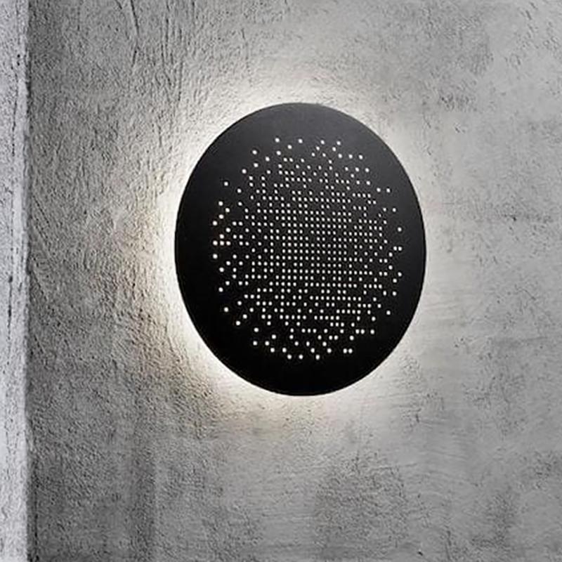 Circular Small Hollow Holes Waterproof LED Black Exterior Wall Fixtures, Outdoor Wall Light, detail 3