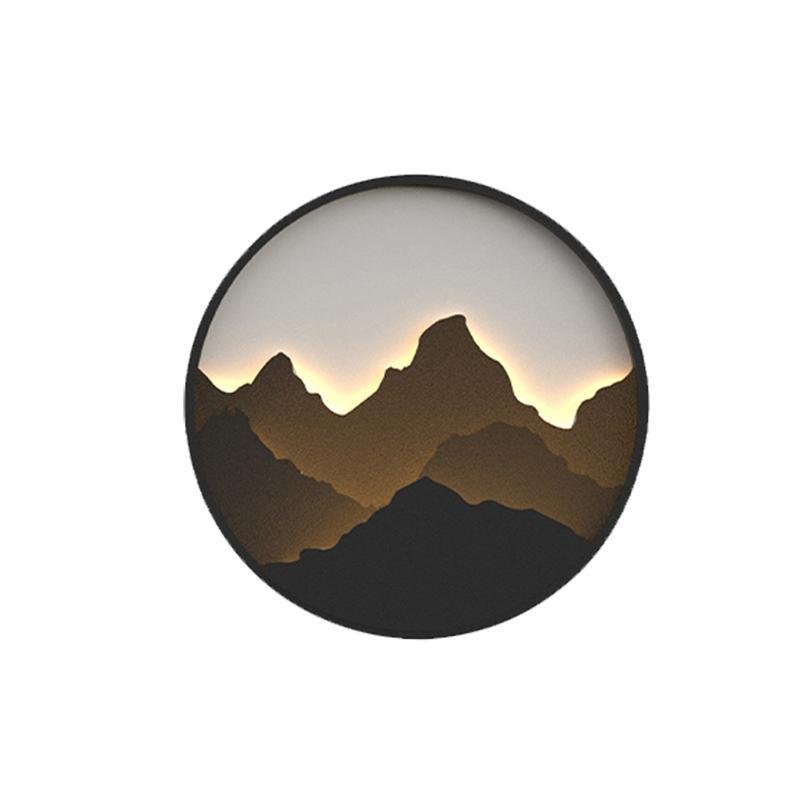 Circular Mountain Scenery Decor LED Waterproof Rustic Exterior Wall Fixtures, Outdoor Wall Light, detail 6