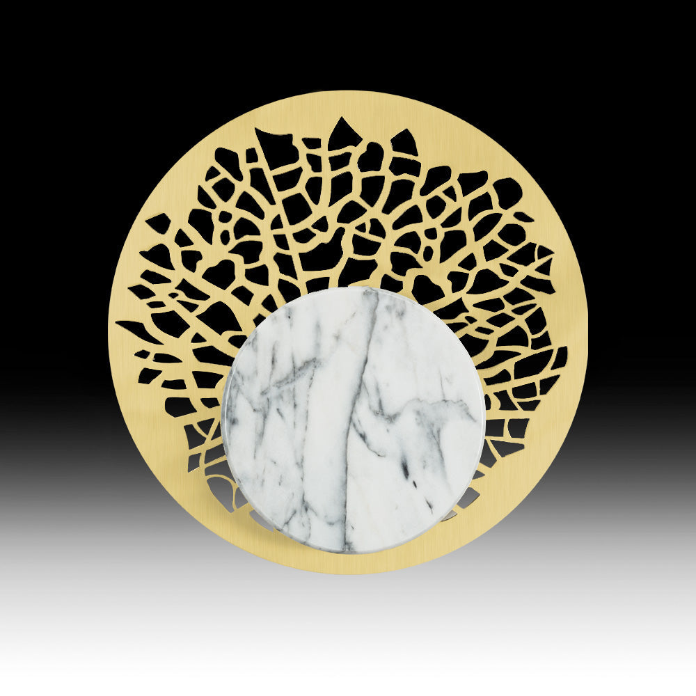 Designer Circular Brass And White Marble Wall Light, Bedroom Wall Sconce, diameter 50 cm