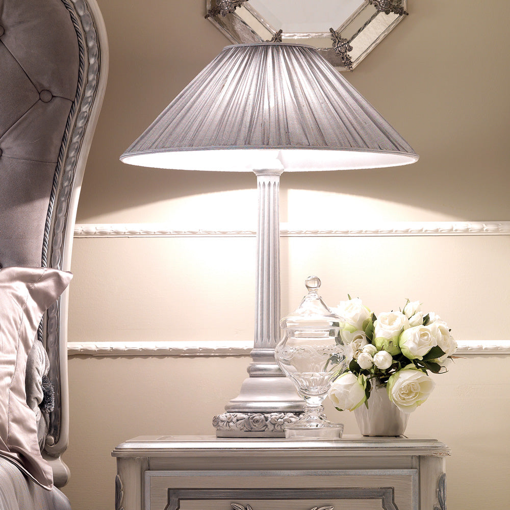 Fabric Designer Italian Rose Lamp, Bedside Table Lamp, Height 68 cm