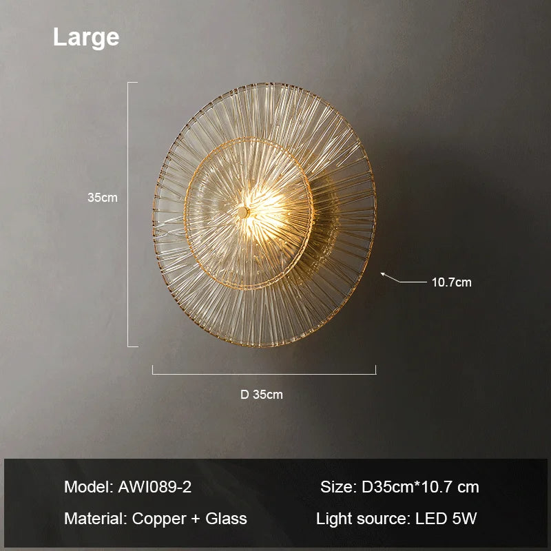 Contemporary Glass Wall Light - Diameter 13.7 inches Glass, Bathroom Wall Sconce, detail 7
