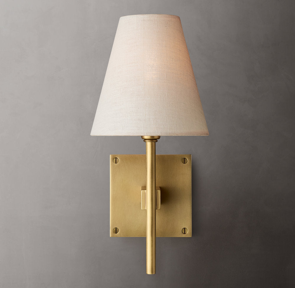 Fulham Linen Shade Wall Light, Bathroom Wall Sconce, detail 4