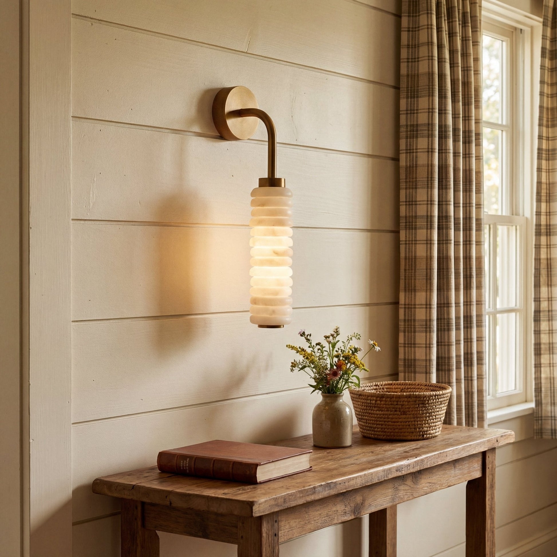 Helix Alabaster Wall Light, Hardwired Wall Sconce, detail 4