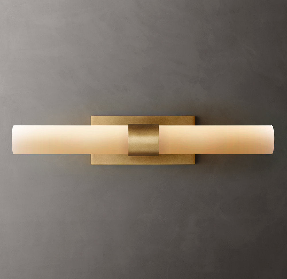 Ravelle Milk Glass Linear Wall Light, Bathroom Wall Sconce, detail 8