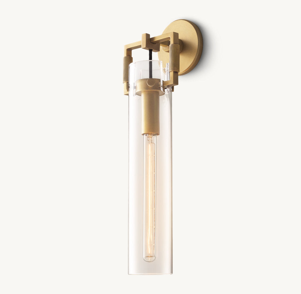 Machinist Glass Cylinder Wall Light 16", Bathroom Wall Sconce, detail 6