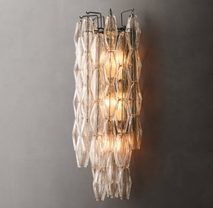 Chiara Clear Glass Grand Wall Light, Bedroom Wall Sconce, detail 10