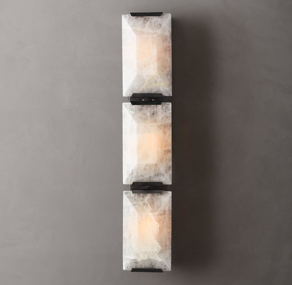 Harlow Calcite Triple Wall Light, Bedroom Wall Sconce, detail 10