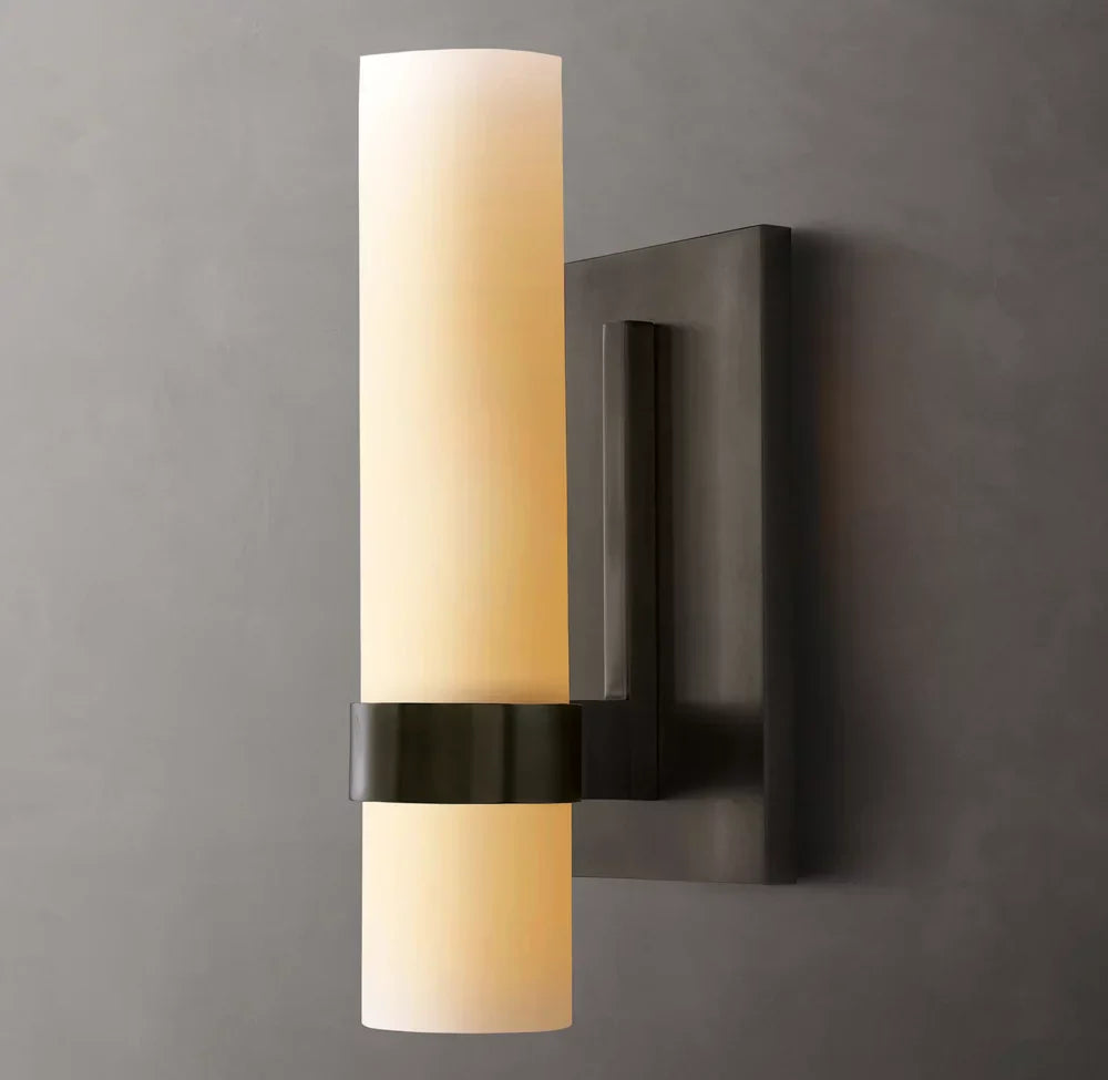 Ravelle Milk Glass Wall Light, Bathroom Wall Sconce, detail 3