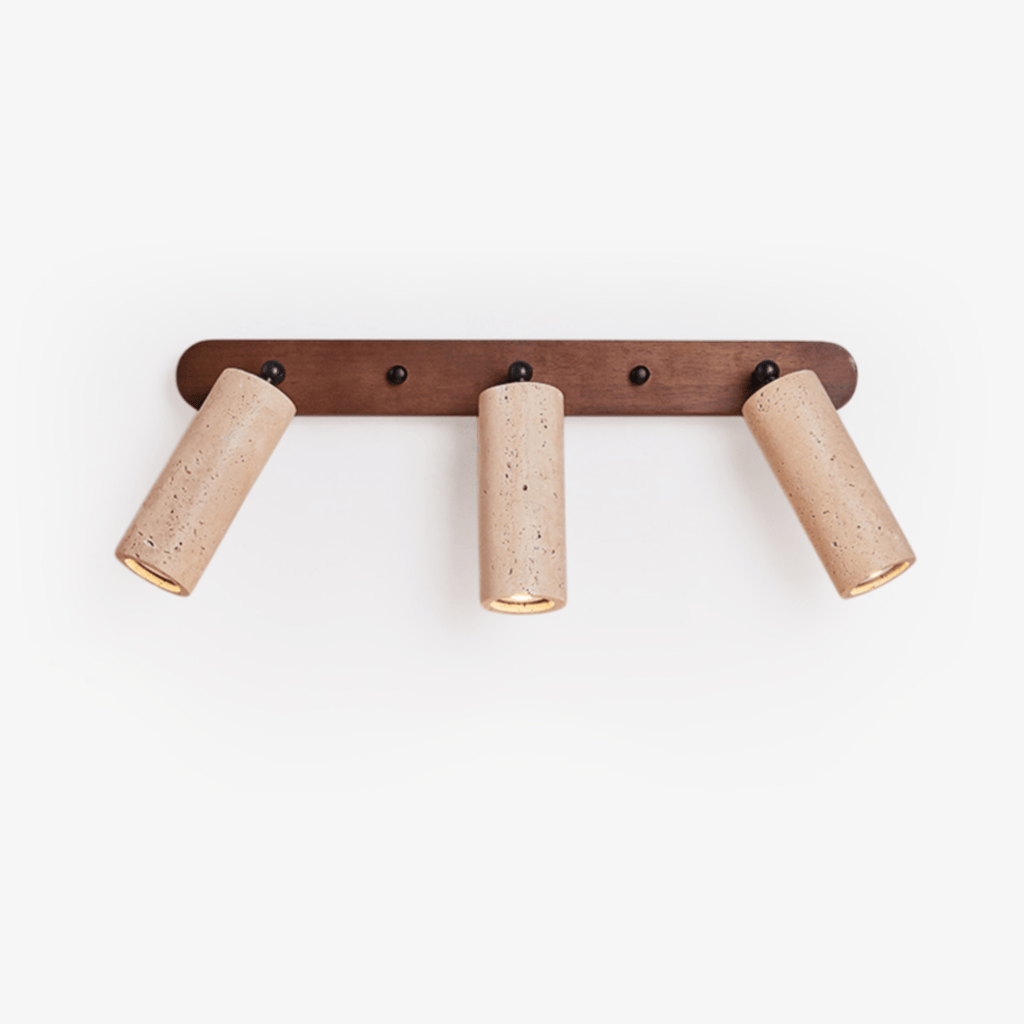 Travertine Triple Spotlight Wall Light - Dia 35cm x H 16.5cm Travertine, Hardwired Wall Sconce, detail 2