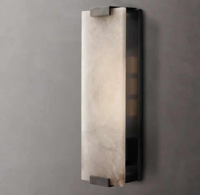 Hand-Carved Alabaster Grand Wall Light, Bathroom Wall Sconce, detail 20