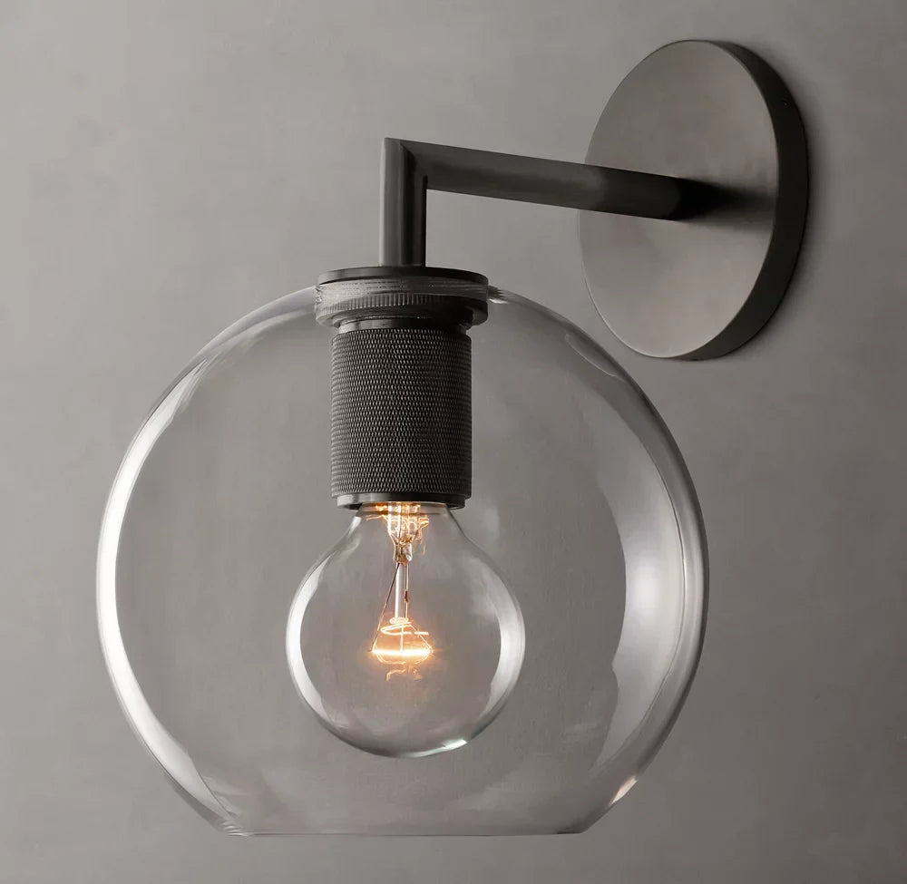 Utilitaire Globe Shade Wall Light, Bathroom Wall Sconce, detail 9