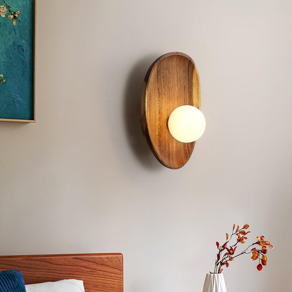 Eivor Wooden Globe Wall Light, Hardwired Wall Sconce, detail 12