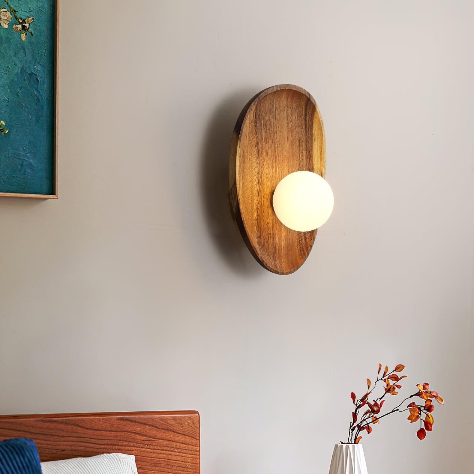 Eivor Wooden Globe Wall Light, Hardwired Wall Sconce, detail 12