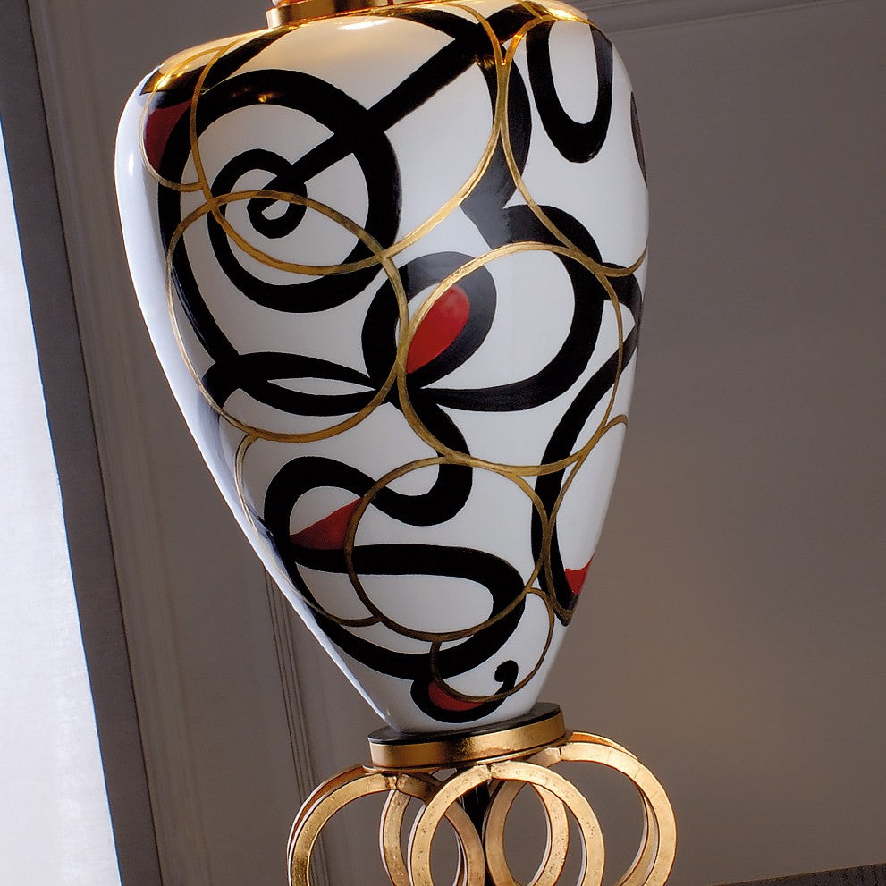 Exclusive Black And White Majolica Table Light, Bedside Table Lamp, detail 4