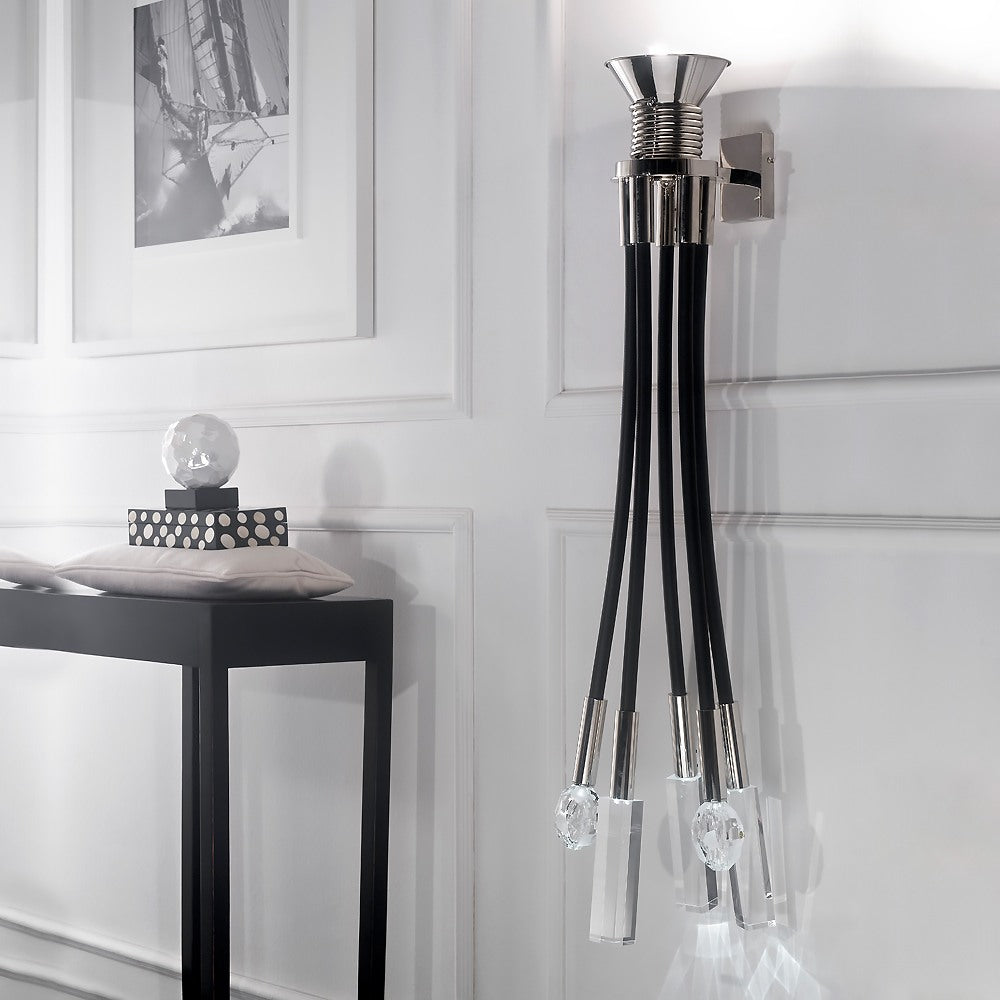 Exclusive Contemporary Black Rubber Wall Light, Bedroom Wall Sconce, height 110 cm