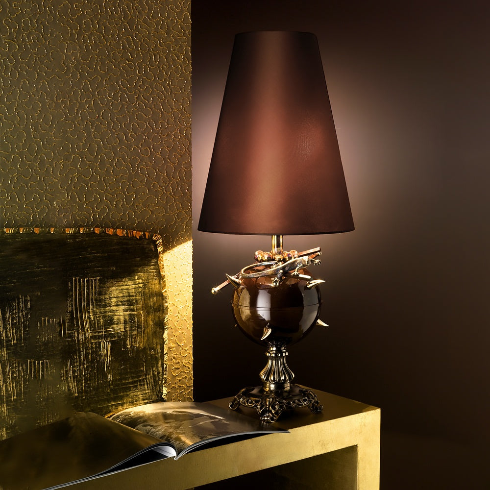 Exclusive Italian Bronze Table Light, Bedside Table Lamp, detail 5