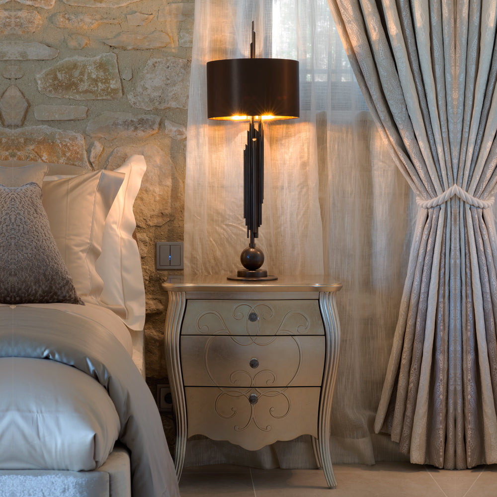 Exclusive Italian Brown And Gold Table Light, Bedside Table Lamp, detail 5