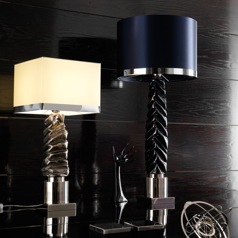 Exclusive Platinum Plated Majolica Table Light, Bedside Table Lamp, detail 5