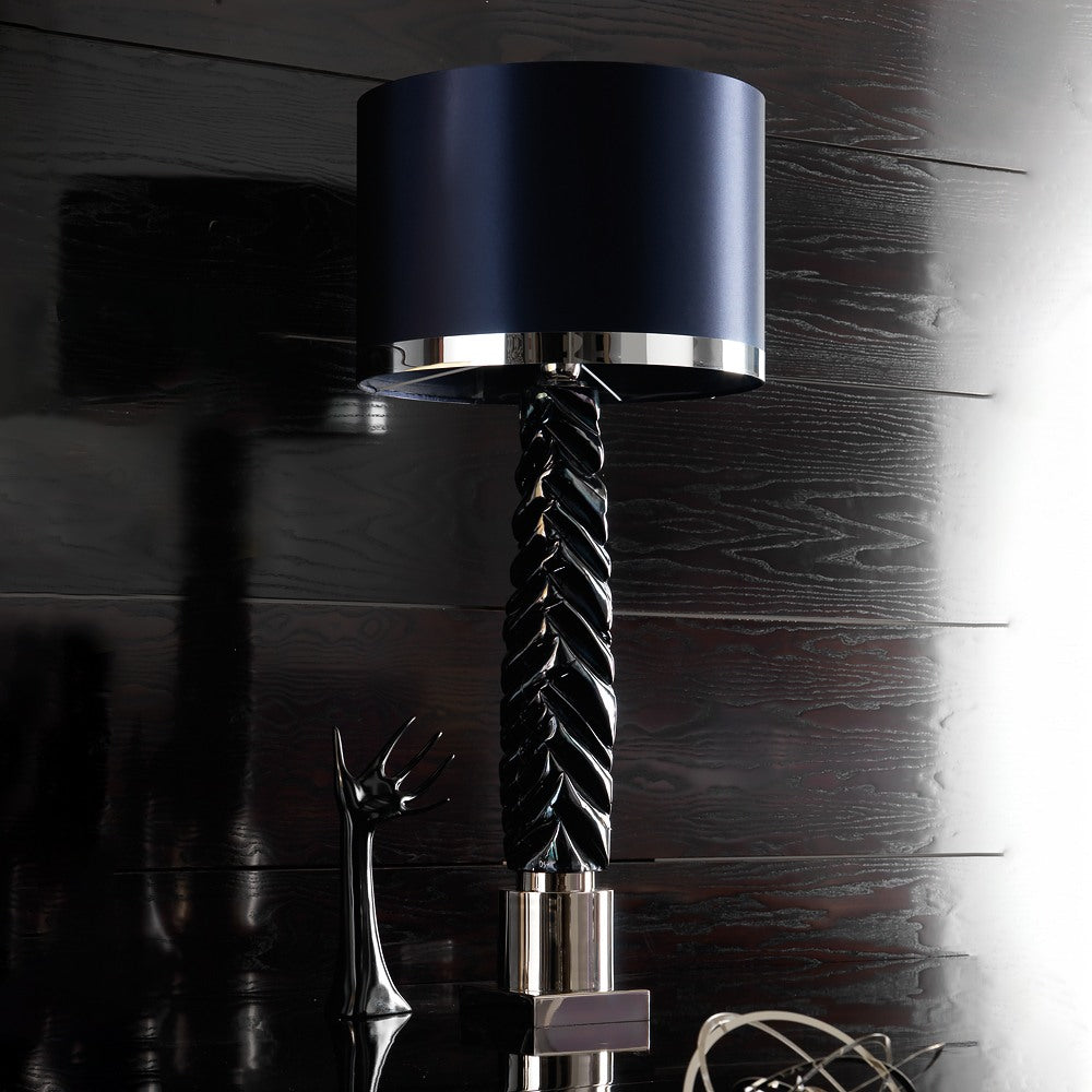 Exclusive Italian Glazed Majolica Table Light, Bedside Table Lamp, height 94 cm