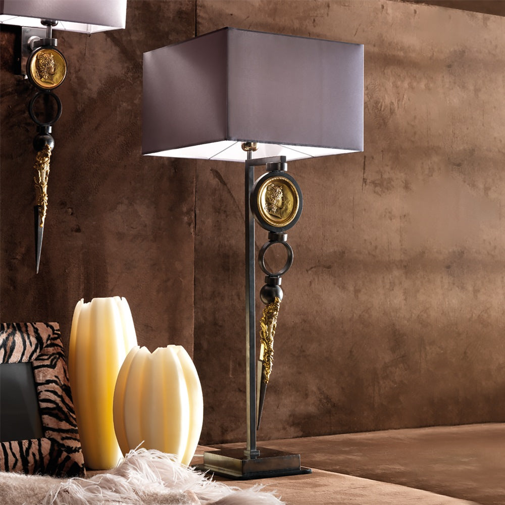 Exclusive Italian Pewter Table Light, Bedside Table Lamp, height 91 cm