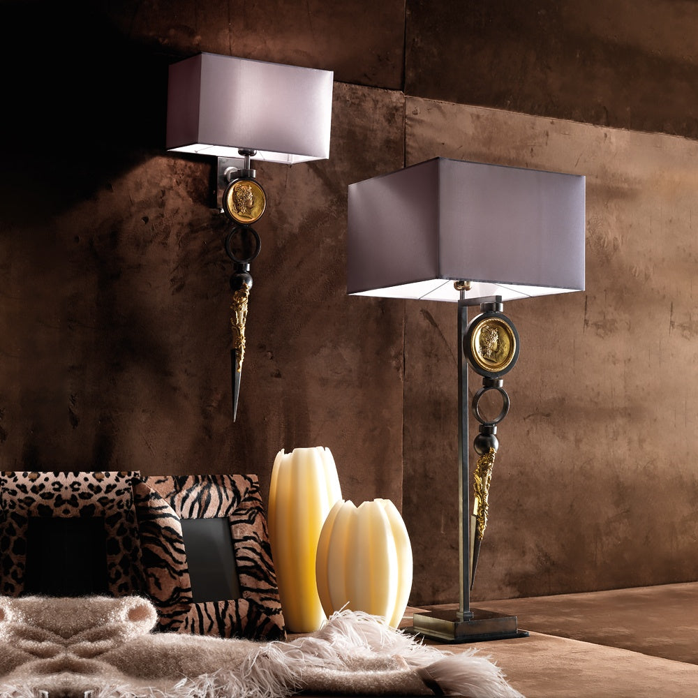 Exclusive Italian Pewter Table Light, Bedside Table Lamp, detail 4