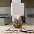 Exclusive Italian Platinum Plated Majolica Table Light, Bedside Table Lamp, height 79 cm