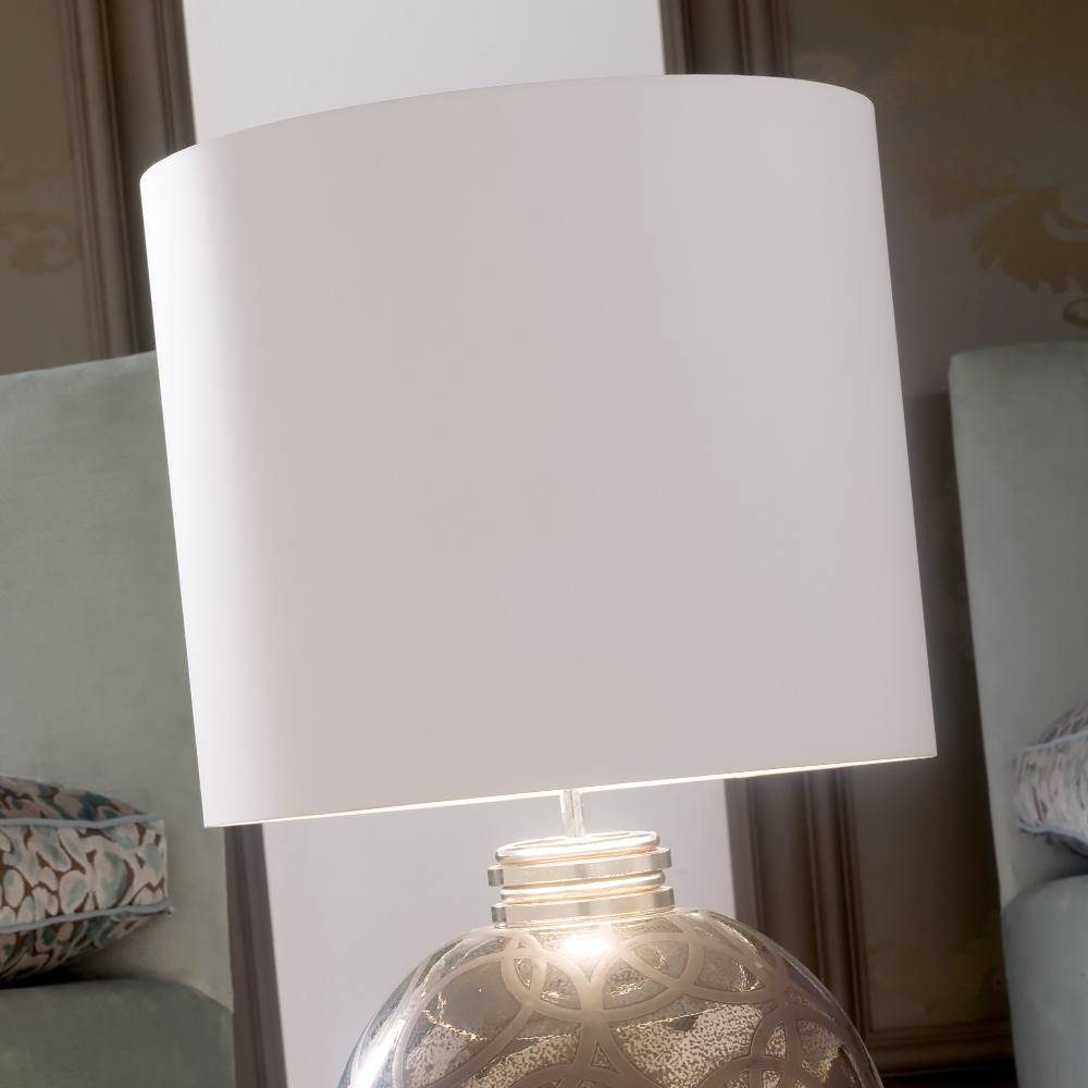 Exclusive Italian Platinum Plated Majolica Table Light, Bedside Table Lamp, detail 3