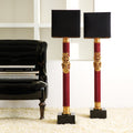 Exclusive Italian Red Hide Table Light, Bedside Table Lamp, height 94 cm