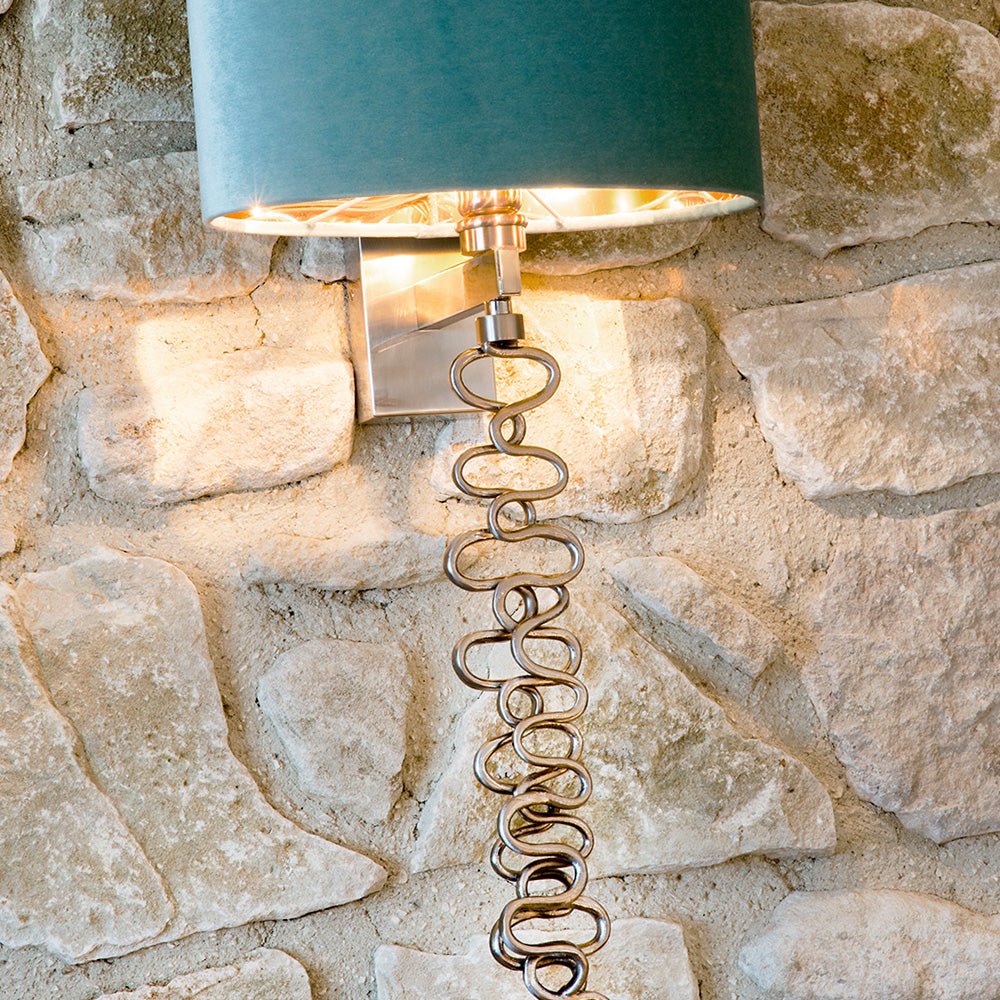 Exclusive Italian Long Pewter Wall Light, Bedroom Wall Sconce, detail 5
