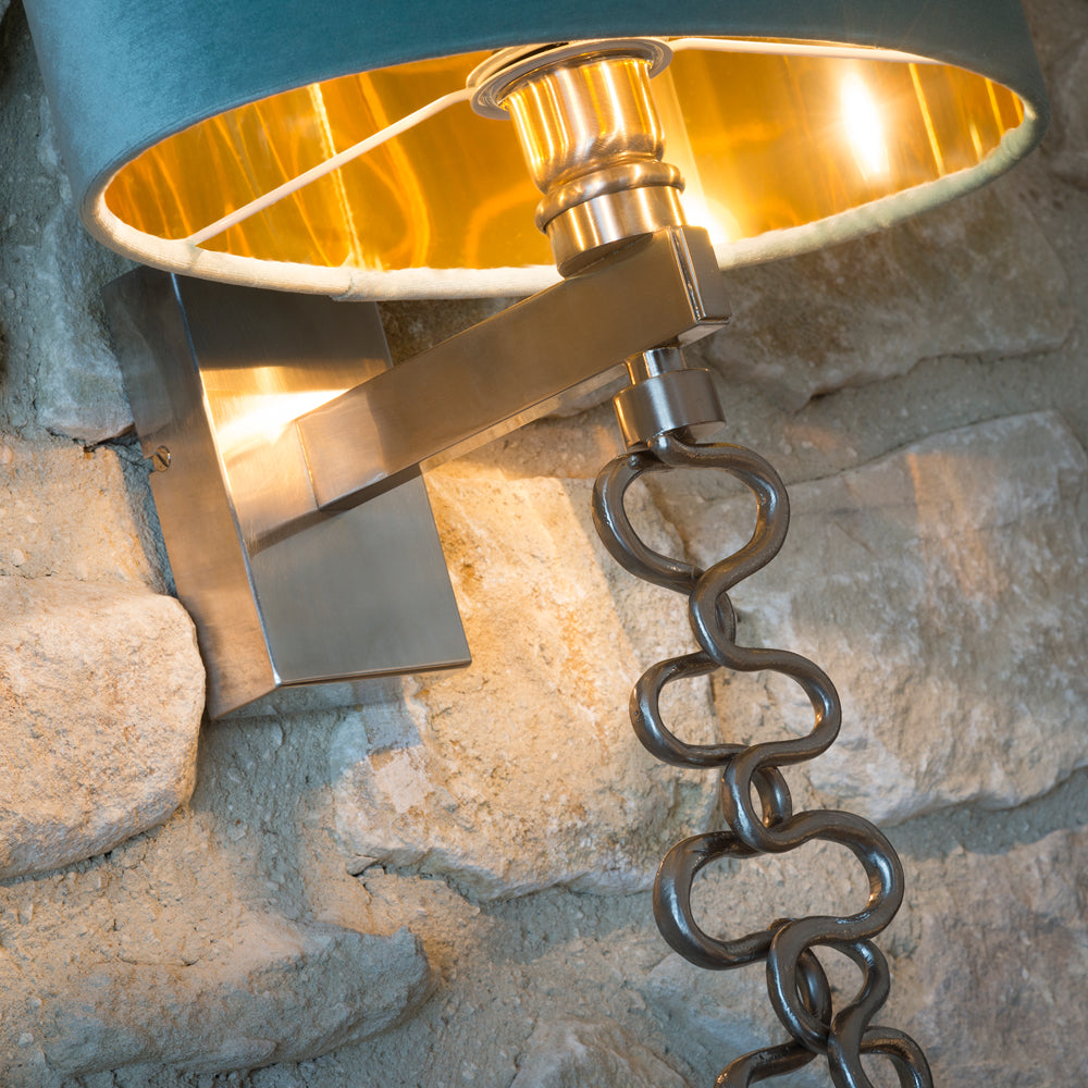 Exclusive Italian Long Pewter Wall Light, Bedroom Wall Sconce, detail 2